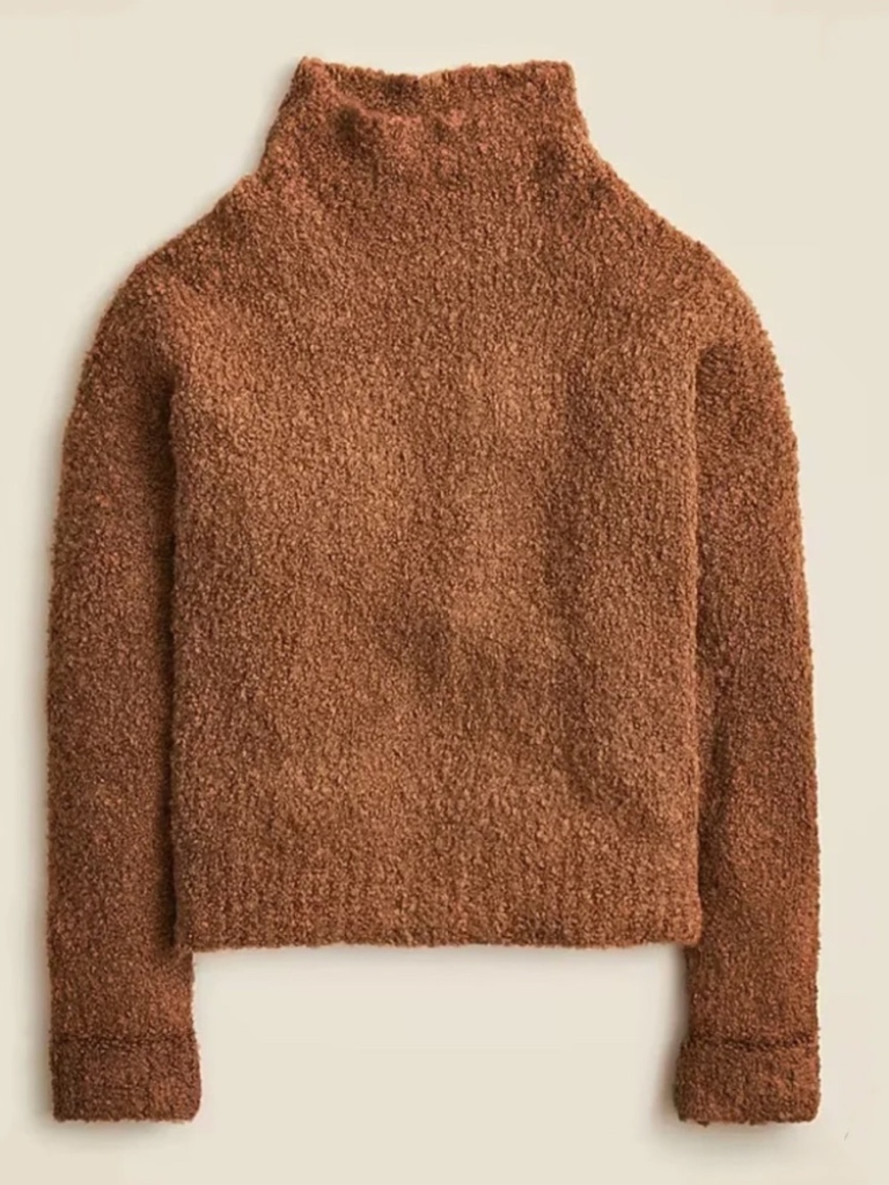 J.Crew Bouclé Turtleneck Sweater Medium Dark Honey Brown Wool Alpaca Oversized